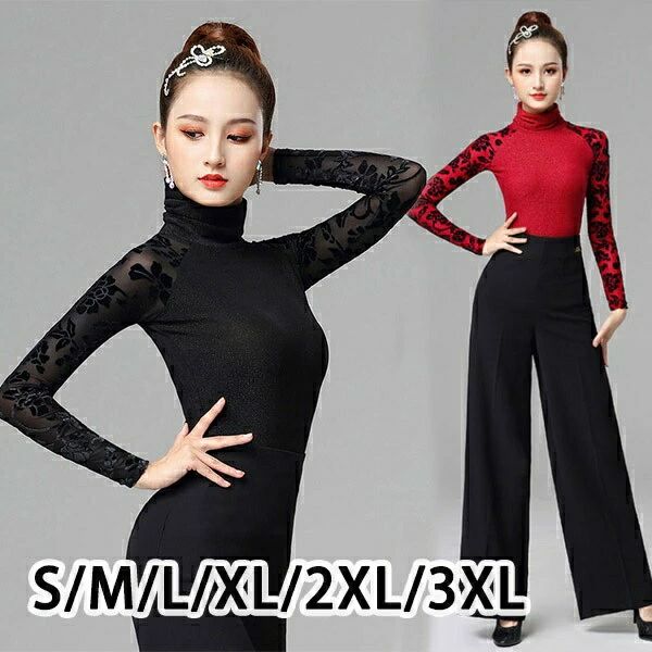 赤 ブラック S/M/L/XL/2XL/3XL スタンダード モダン 練習着 ダンスウェア サンバ ルンバ チャチャチャ ラテン 女性