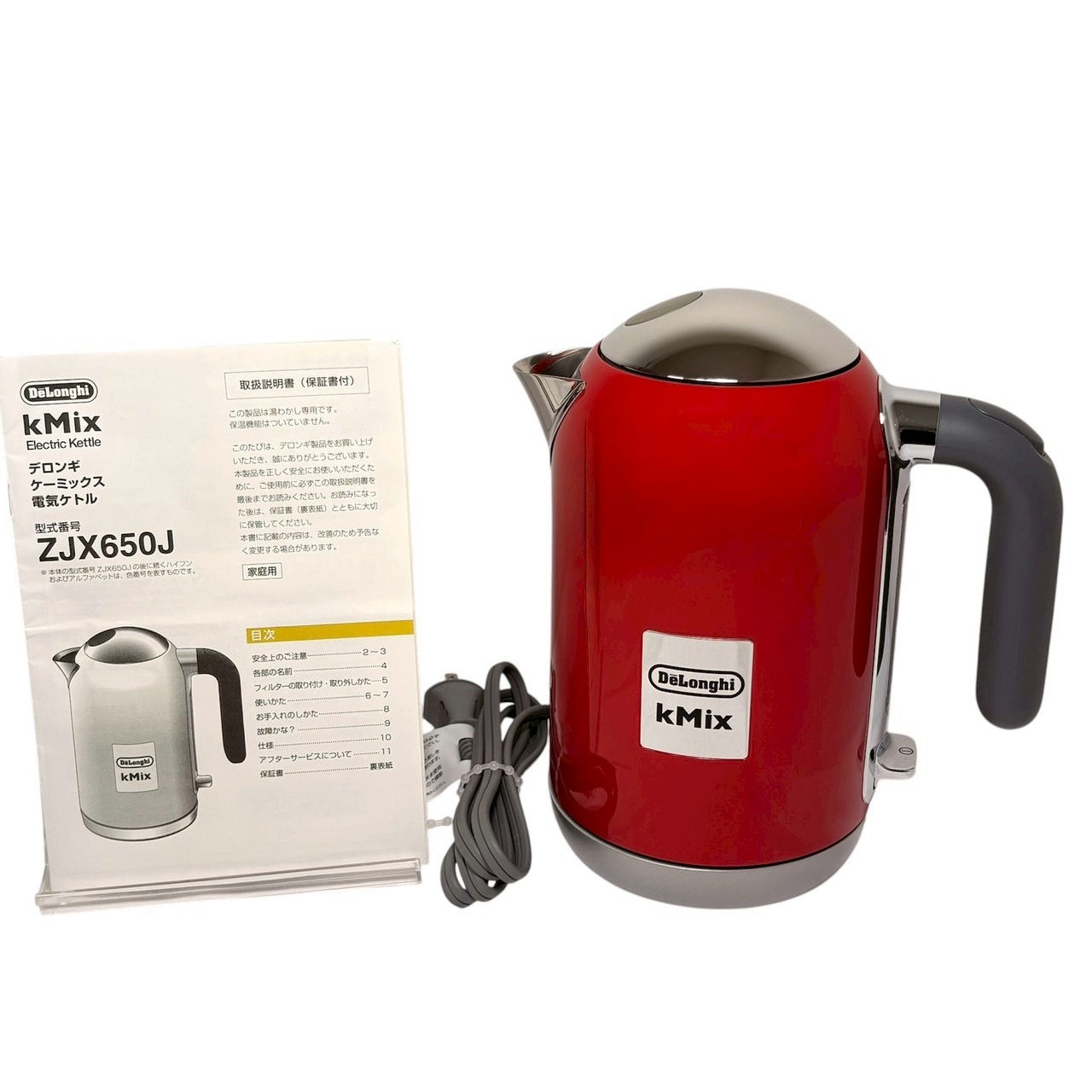 【見せびらかす品】De\u0027Longhi デロンギ 明かり湯沸かし ケーミックス kMix ZJX650J-RD ステンレス鋼 1.0L ワンプッシュオープン 異物混ぜる押しとどめる水漉し 見分かりやすい水量計 飾り気の無いお取りつくろう