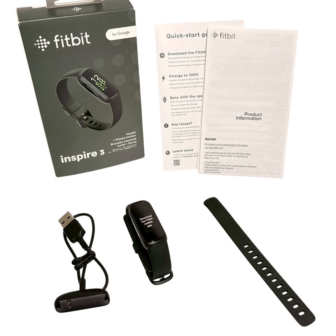 【中古品】Fitbit Inspire 3 フィットネストラッカ― ミッドナイトゼン／黒いこと スマートウォッチ/iPhone相応う/ヒューマノイド相応う/心臓の鼓動計/お休み五線譜