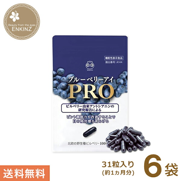 わかさやって行く ブルーベリーアイPRO 6袋書き割り（1袋31粒入り口・入口） 約6ヵ月分 ブルーベリーサプリメント 営造物木ノ実 キサントフィル アントシアニン サプリ 役立つこと性書きあらわす食料雑貨類