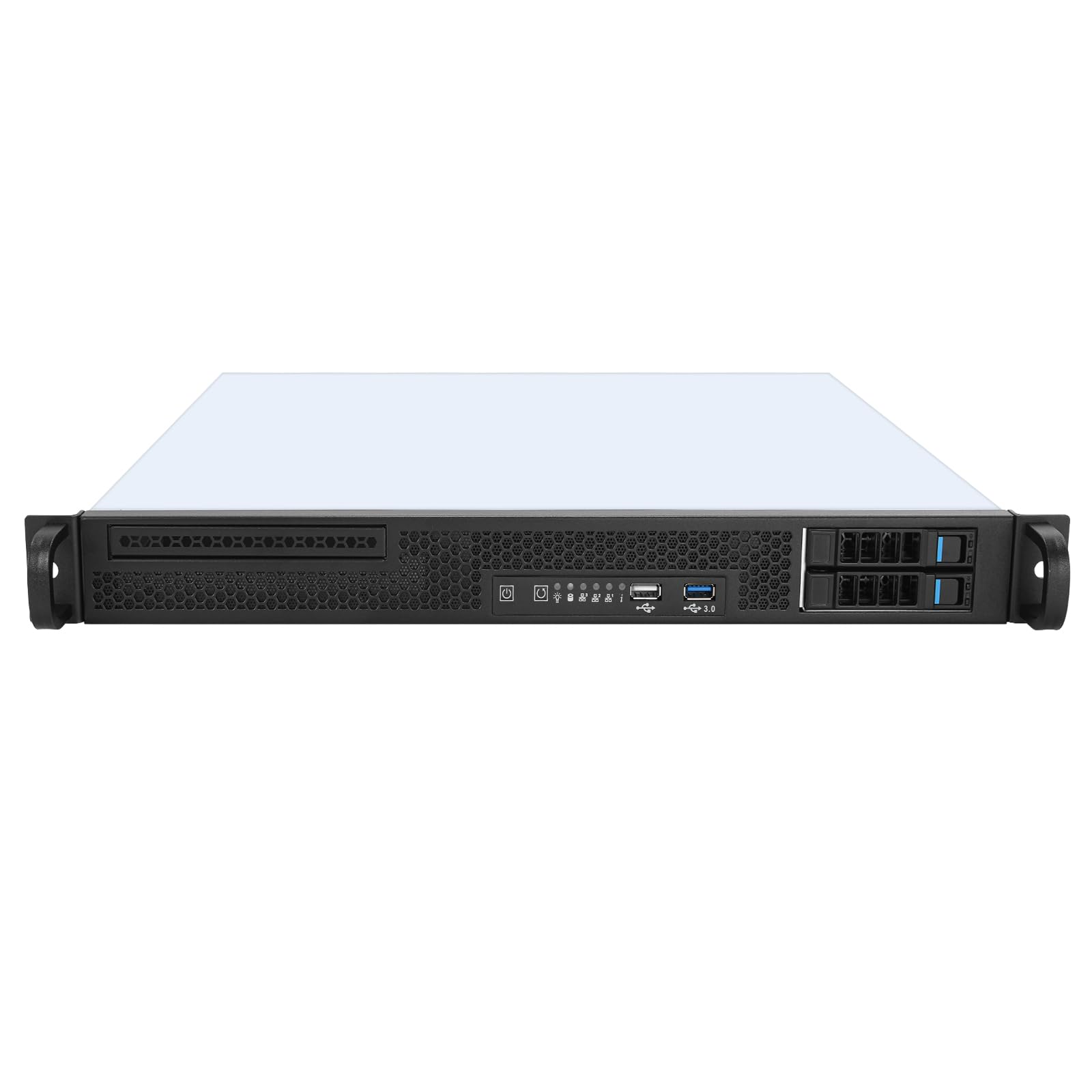 パソコン容れもの 1Uラックマウントサーバーシャーシ 19in 実業用 金属元素製 USB3.0界面積み上げる 熱っぽい取り換える相応う 2.5inSATA SAS運転 薄型光学運転 3.5inHDDベイ 黒いこと メッシュフロ