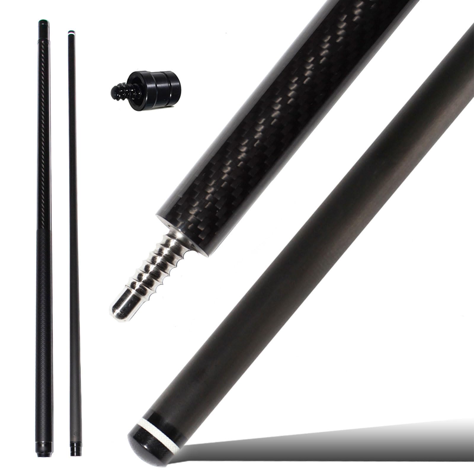 ビリヤード ブレイクキュー カーボン T700 前肢 3K綾織り後肢 長さ147cm 重量19oz 先端径12.9mm UV印刷 エラストマーグリップ ステンレス8条ネジ連結 プロ仕様 高性能モデル|エンリルくらし館