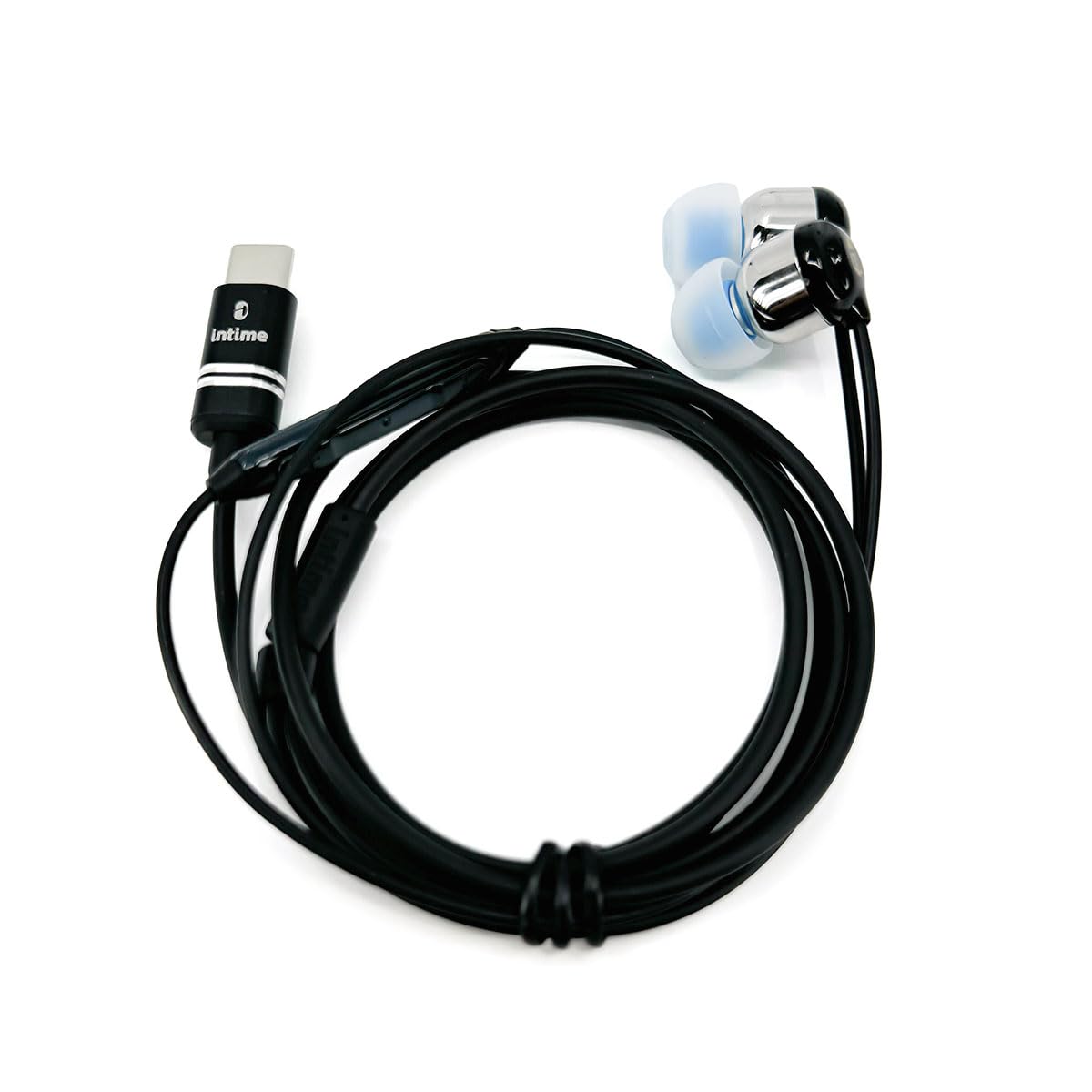 intime 有線イヤホン USB Type-C カナル型 日本ブランド アンティーム 高音質 リアルブラック ハイレゾ対応 マイク付き 通話可能 テレワーク PC スマホ対応 変換アダプタ不要 接続安定性抜群 密｜エンリルくらし館