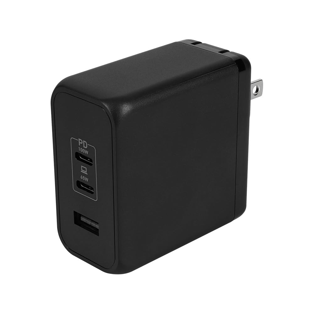 申し受ける器 USB Type-C 2界面 USB Type-A 1界面 窒化ガリウムやとい入れる 最大限度100W最終生産物 USB PD相応う USB PD-PPS相応う 折りたたみ繋ぎ 黒いこと