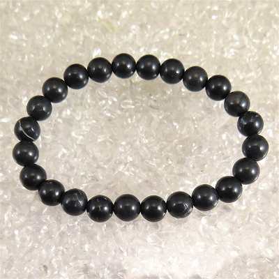 北海道産ブラックシリカ（黒鉛珪石） 8mm玉ブレスレット 証明書付 16.8g