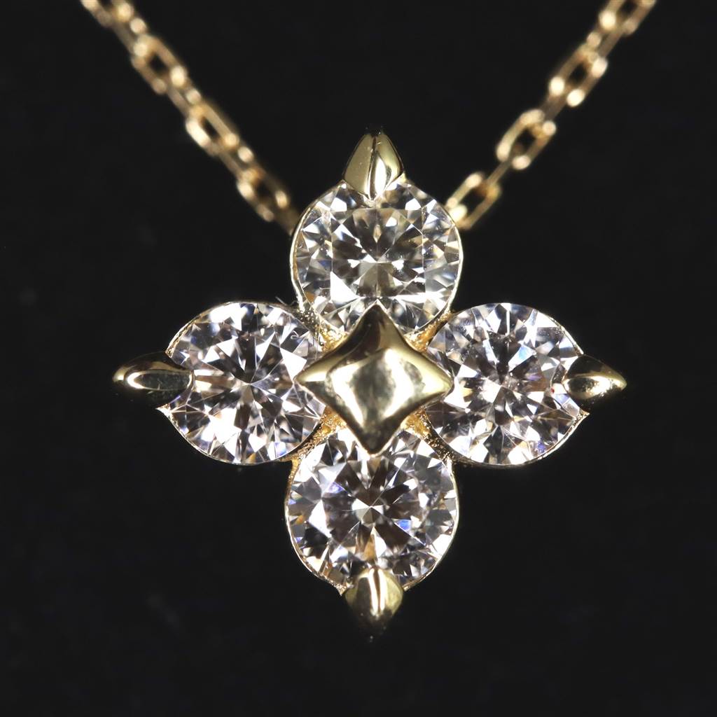 天然ダイヤモンド 0.16ct クロス ペンダント K18YG 0.48g　Type.A｜榎本通商