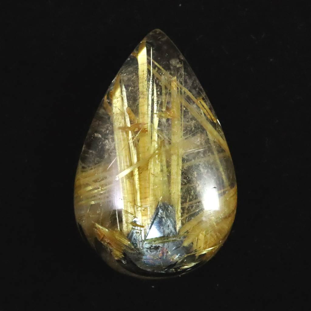 ゴールド タイチンルチル クォーツ 24.1mm ペアシェイプ ルース 19.1ct|榎本通商