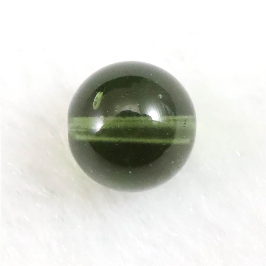 モルダバイトビーズ 8mm （１粒・現物） 鑑別済 3.66ct