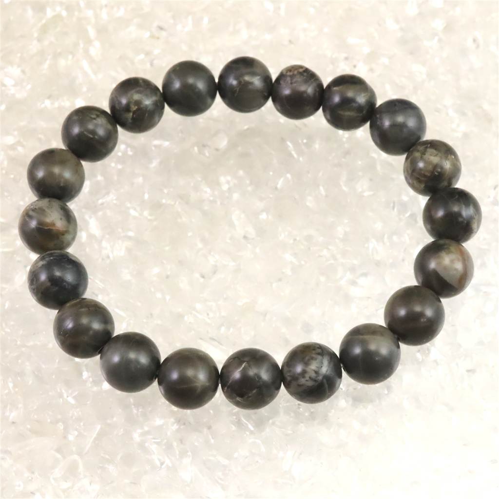 滋賀県産 守山石 黒 10mm玉ブレスレット　証明書付 28.7ｇ