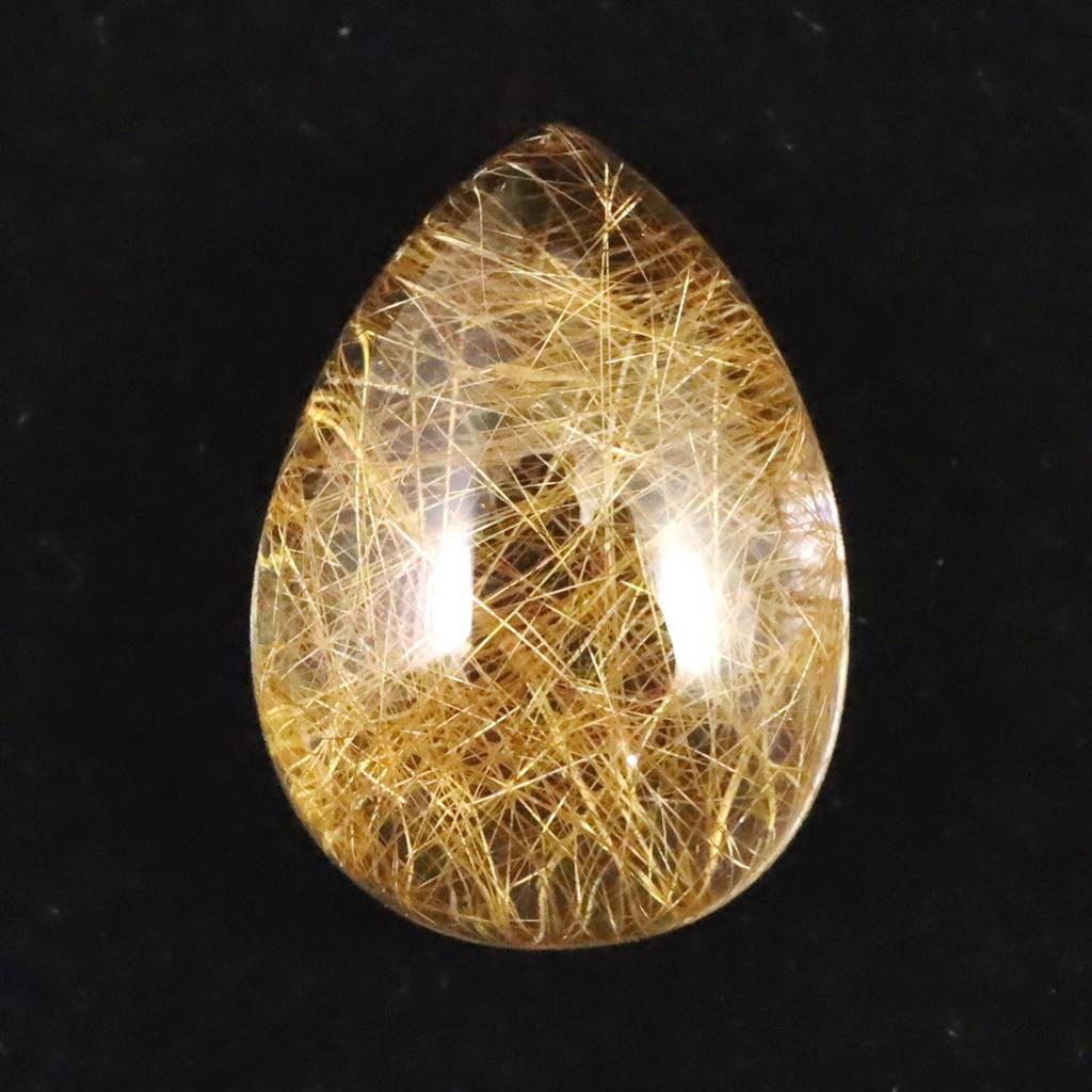 ヒマラヤ マニハール産 ゴールドルチル入り 水晶 ティアドロップ型 ルース 12.1ct|榎本通商
