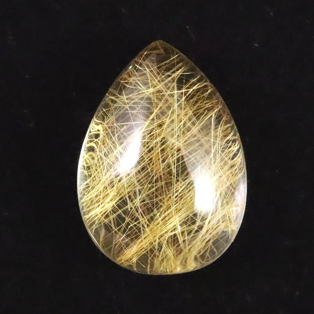 ヒマラヤ マニハール産 ゴールドルチル入り 水晶 ティアドロップ型 ルース 12.8ct