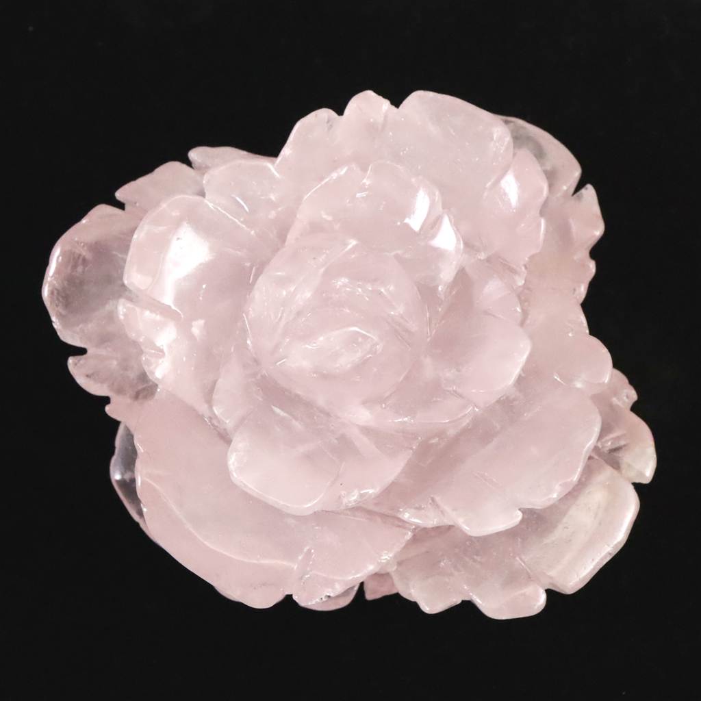 ローズクォーツ 薔薇彫刻置物　93mm 297g