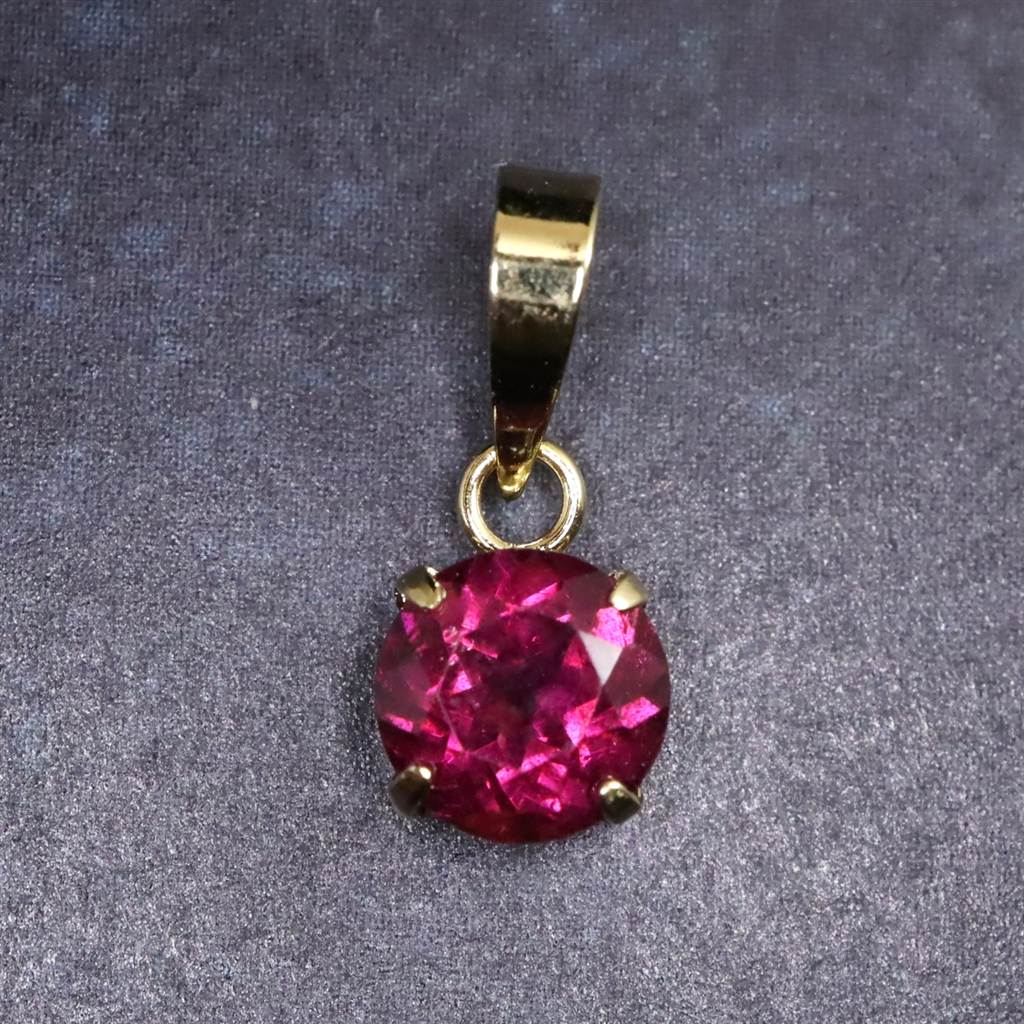 ロードライトガーネット 5mmラウンド ペンダントトップ チャーム K18YG 0.63ct