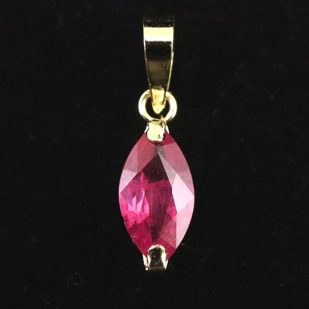 天然 未処理 ルビー 7.8X4.1mm マーキースカット ペンダントトップ K18YG 0.55ct