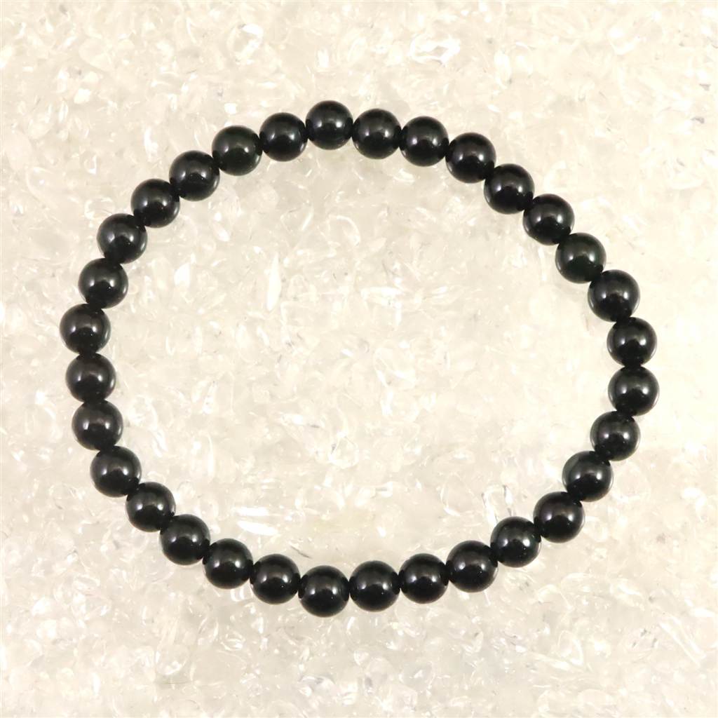 糸魚川翡翠 ヒスイ 黒 6ｍｍ玉ブレスレット ディレクトリカード付 11.7g