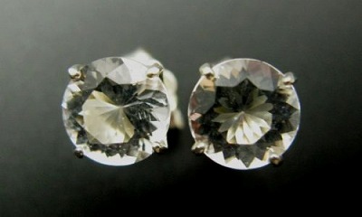 H＆E社 サチャロカクォーツ(AZOZEO) ファセットカット 6mmラウンド　ピアス