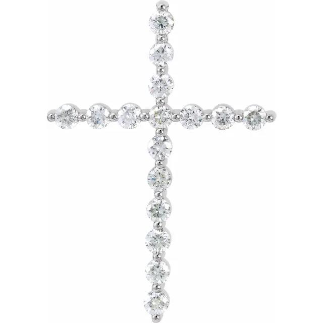 天然ダイヤモンド　29.3mm クロス　ペンダントトップ　0.625ct　ホワイトゴールド