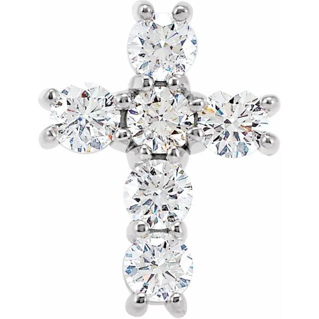 天然ダイヤモンド　14.3mm クロス　ペンダントトップ　0.75ct　ホワイトゴールド
