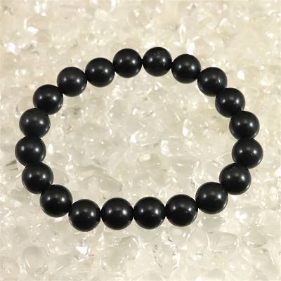 北海道産ブラックシリカ（黒鉛珪石） 10mm玉ブレスレット　証明書付　26.9g