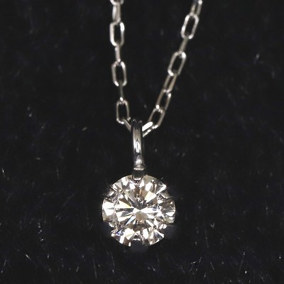 天然ダイヤモンド　0.1ct ラウンドブリリアントカット　K18ホワイトゴールド ネックレス　鑑別書付