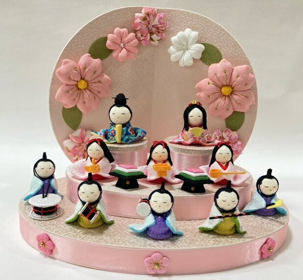 久月　お雛様10人飾り　/花円/ちりめん細工/ちりめん/上品/ひな人形/組み換え自在/座り雛/桃の節句/初節句/お誕生日/コンパクト｜あんさんぶる 22,649円