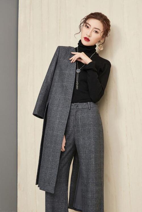 スーツセット レディース パンツセット 事務服 チェック柄 ワイドパンツ ビジネススーツ ラシャ セレモニー 入学式 通勤OL オシャレ 着痩せ 2点セット オフィス 長袖 エレガント お洒落 通勤