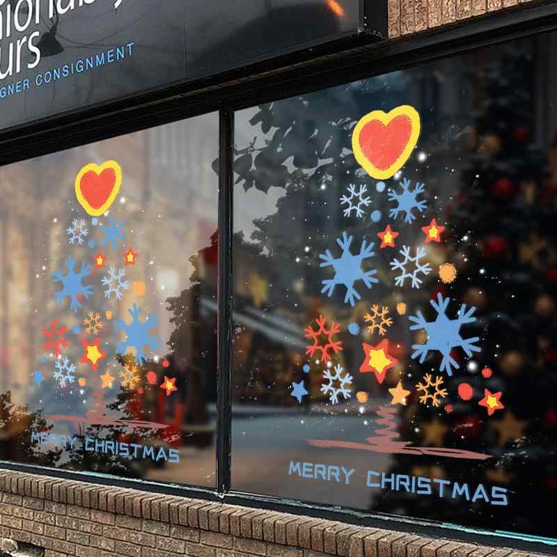 窓飾りステッカー クリスマスツリー デコレーション 静電吸着 カラフル 剥がせる 貼り付け簡単 PVC ガラスドア ショーウィンドウ 家庭 店舗用