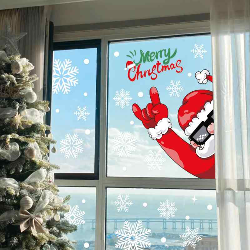 【百貨店SALE】静電ステッカー クリスマス お正月 窓飾りつけ 可愛らしい 聖ニコラス 部屋の入り口 消印 瑠璃かざり付ける 見せ物車窓 壁飾りつけ PET原材料 再受け入れる能力のある