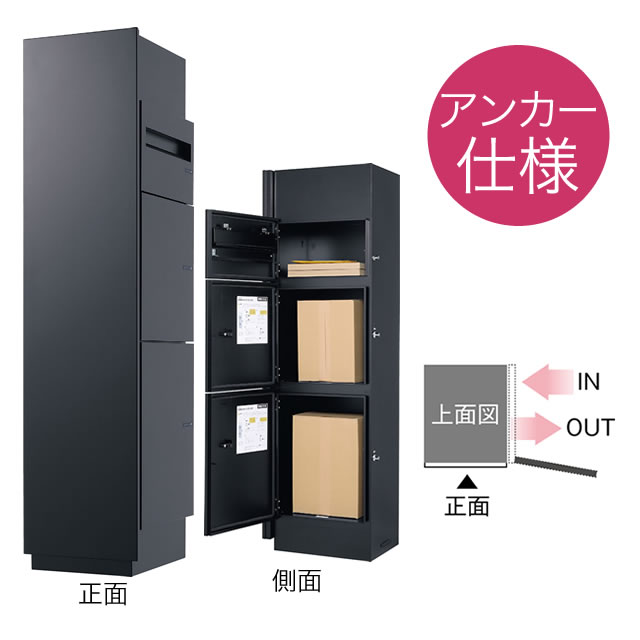 105000円 期間限定 ユニソン ユニットウォール Mies ミース アンカー仕様 インターホン対応無し 左開きタイプ ブラック 正面 ※受注生産品