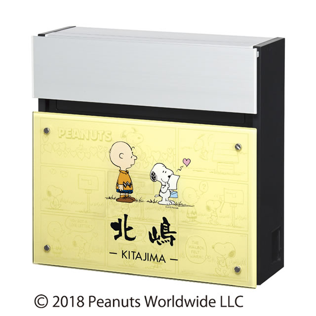 【名入れ対応】丸三タカギ 郵便ポスト SNOOPY スヌーピー フェイサスフラットタイプ NSPNFS-C-23(ブラック) ダイヤル錠付き