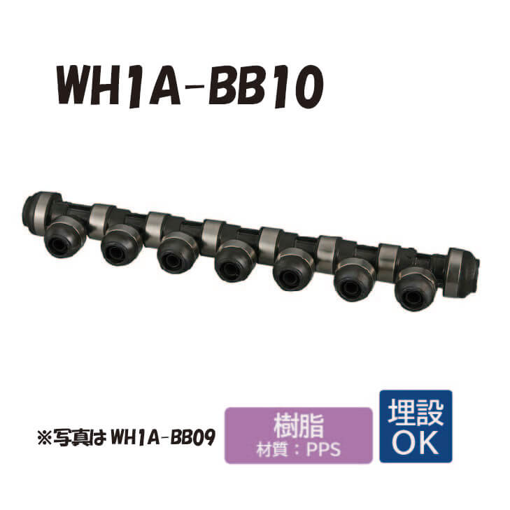 【脂製】 WH1A-BB10 回転させる見出し IN側16A（PEX） OUT側16A（PEX）13A（PEX） ダブル鍵を掛ける合わせ目  ワンタッチ あと継ぎ 配管工業 オンダ製造所 ONDA