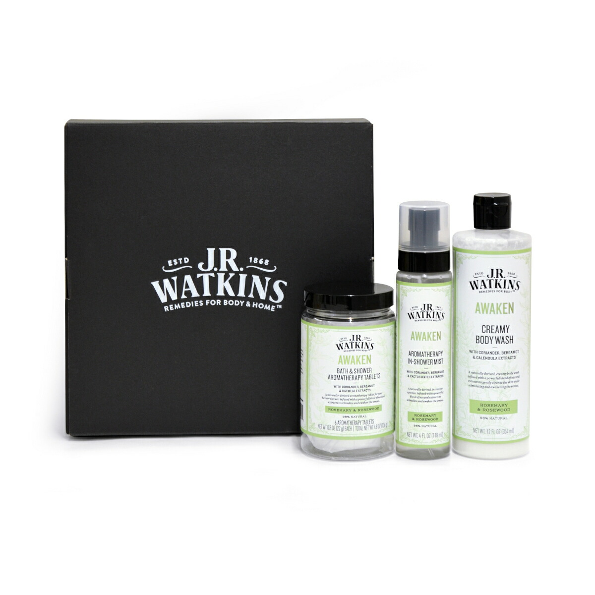 【お得クーポン】 J.R.Watkins ギフトセット 3点 ローズマリー&ローズウッド お風呂 バス シャワー タブレット ボディソープ ボディウォッシュ 新生活 バスタイム お風呂セット 3種 リラックス 自分磨き ギフト プレゼント クリスマス 母の日 保湿ケア ボディケア