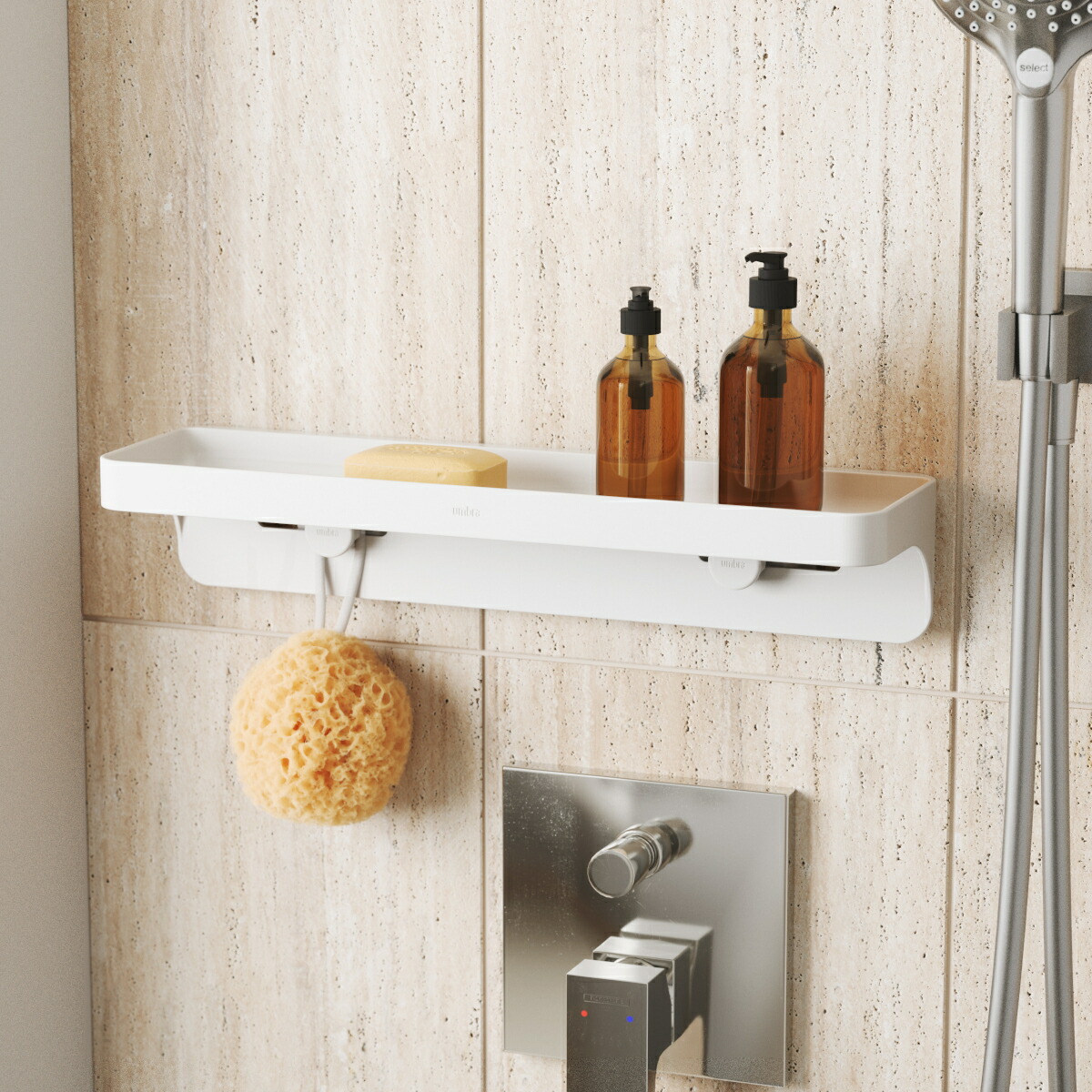 【楽天市場】Umbra フレックス アドヒーシブ シェルフ ホワイト お風呂 バスルームシェルフ ウォールラック 棚 収納シェルフ 小物置き