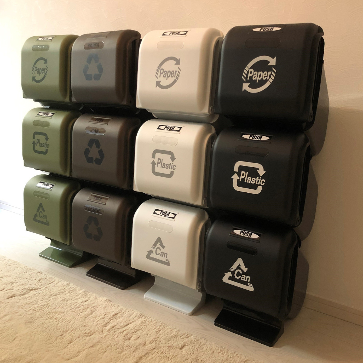 【クーポン対象】 スリーサイクルカン ダストボックス ゴミ箱 分別 縦型 3段 スリム ごみ箱 塵箱 掃除 キッチン 蓋付き フタ付き ストッパー ワンタッチ ダストカン ヴィーダ 45L （ラッピング不可）掃除