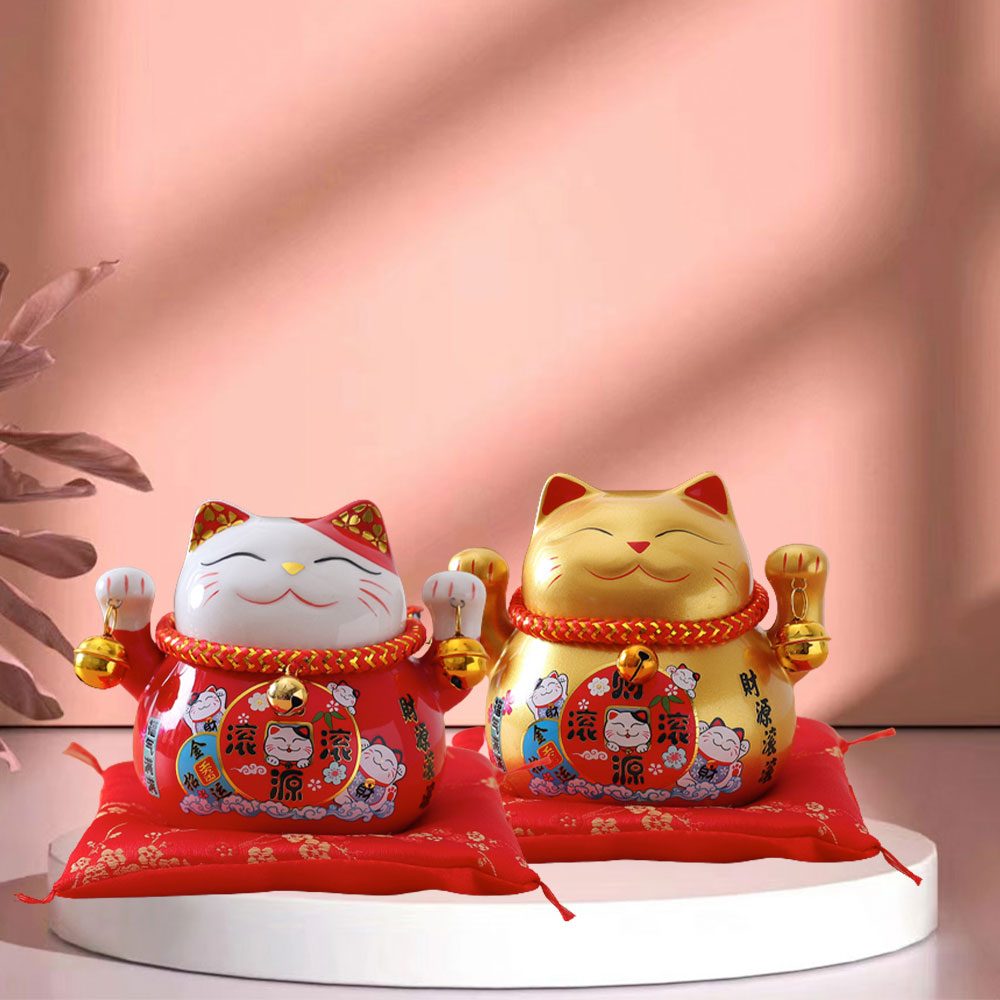 楽天市場】金運招き猫 貯金箱 開運 招福 風水 金の招き猫 両手招き猫