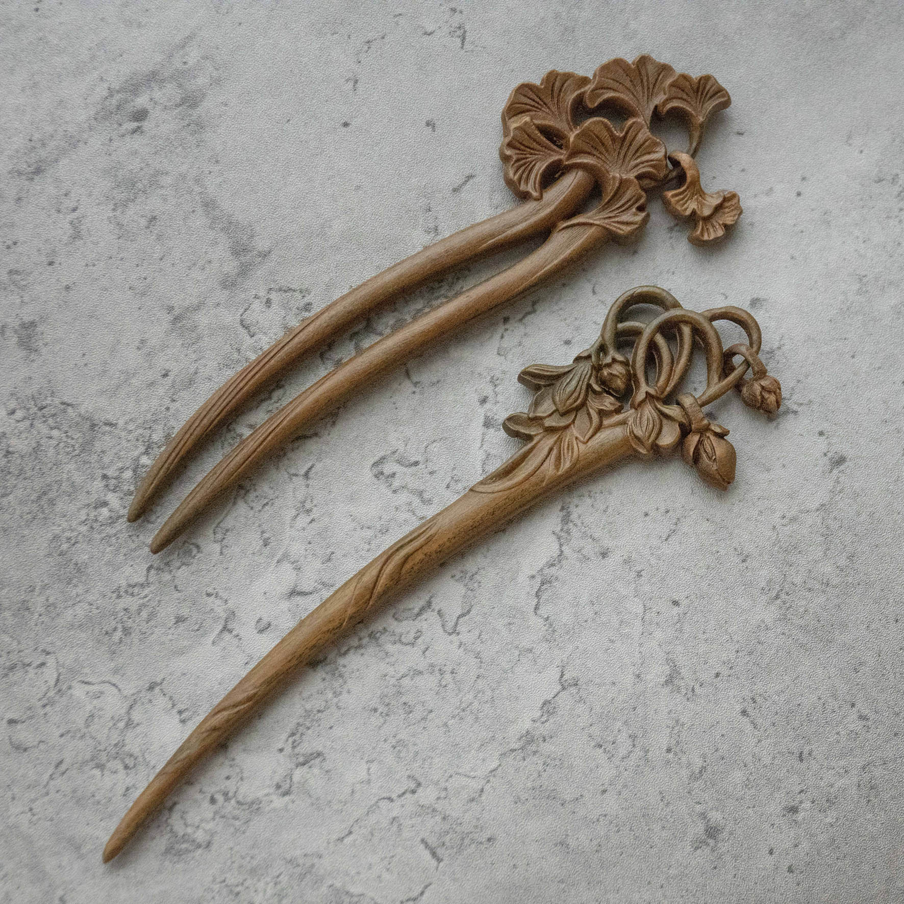 楽天市場】木彫り 高級木材 1本かんざし 両面彫り 銀杏 木蓮 檀木 簪