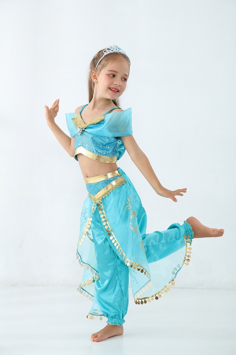 楽天市場 ジャスミン 衣装 子供 アラジン プリンセス ドレス 子供用 ハロウィン クリスマス 仮装 コスプレ アラビアン 女の子 ダンス衣装 お姫様 仮装 なりきり コスチューム Tdl パーティー 舞台 誕生日 プレゼント ギフト ビスチェ パンツ ヘアバンド ティアラ 4点