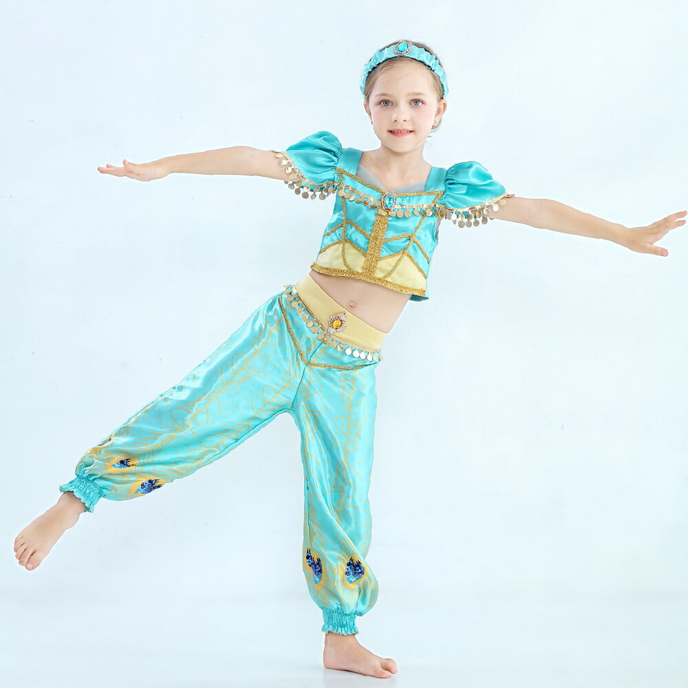 楽天市場 ジャスミン 衣装 アラジン プリンセス ドレス 子供用 ハロウィン クリスマス コスプレ 仮装 アラビアン 女の子 ダンス衣装 お姫様 仮装 なりきり コスチューム Tdl パーティー 舞台 誕生日 プレゼント ギフト ビスチェ パンツ マント ヘアバンド ティアラ 5点
