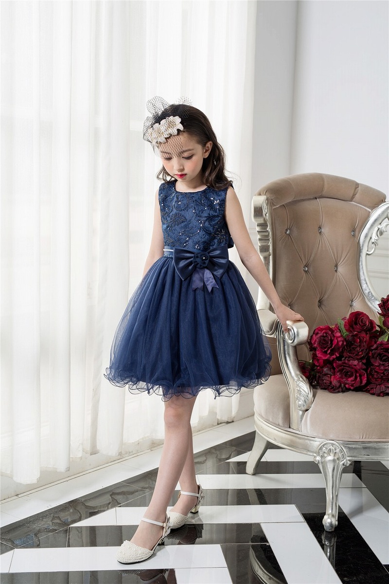 楽天市場 子供 ドレス フォーマルドレス 女の子 ミニドレス ネイビー ピアノ発表会 発表会 結婚式 ワンピース 舞台 衣装 お出かけ 食事会 入学式 卒業式 七五三 子供服 キッズ スパンコール 刺繍 お祝い プレゼント 誕生日 ギフト 6101 イーワンズ楽天市場店