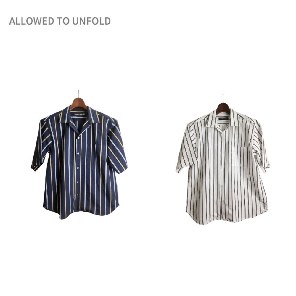 ALLOWED TO UNFOLD アロウドトゥアンフォールド メンズ サテンストライプ 半袖RGシャツ
