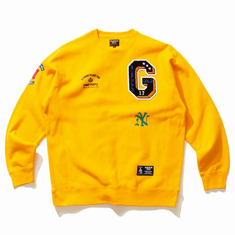 アカプルコゴールド ACAPULCO GOLD トレーナークルーネック スウェット 厚手 ヘビーオンス 裏起毛 13.5oz SKATE スケート アメリカ ストリートブランド|MAGIC APPLE