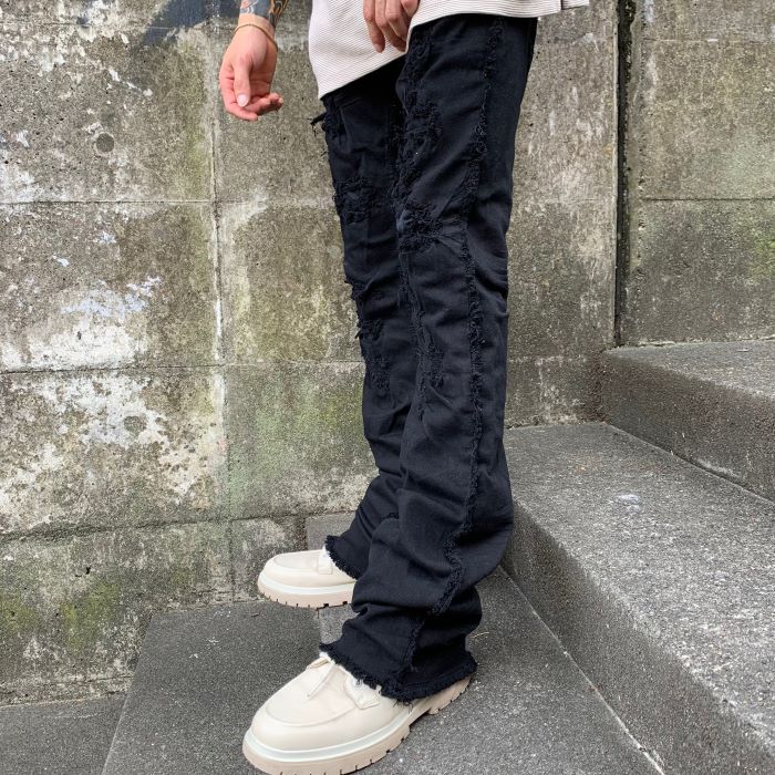 楽天市場】GUAPI グアピ フレアデニムパンツ 28-32インチ ブラック/黒