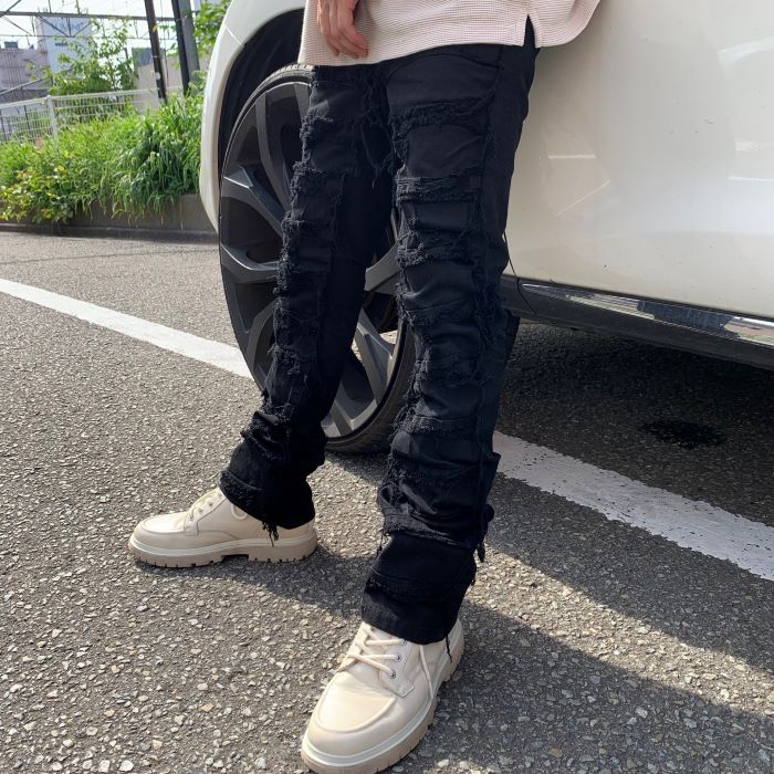 スパークデニム SPARK DENIM FLARE PANT フレア デニム パンツ メンズ スタックパンツ ワイド ヴィンテージ ダメージ STREET ストリート アメリカブランド｜MAGIC APPLE