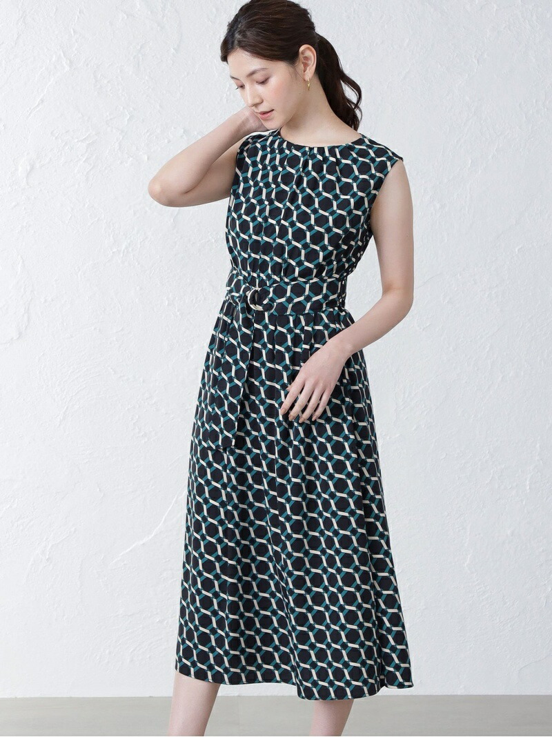 The エポカ Shop Epoca ワンピース ショップ ザ ワンピース Epoca Epoca 2onepiece 0604 The シャツワンピース Epoca ジオメトリックプリントドレス レディース エポカ Shop ザ ショップ ワンピース シャツワンピース ブラック ネイビー 送料無料 Rakuten