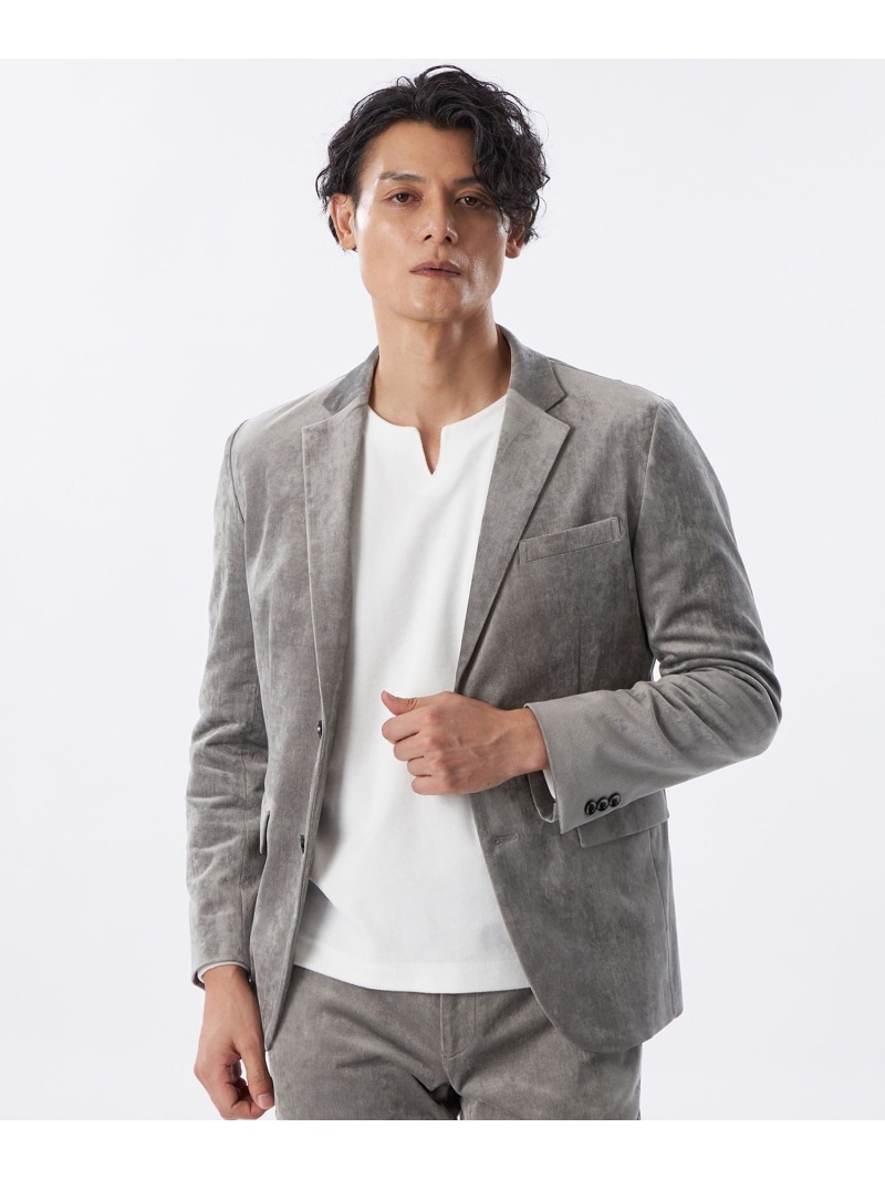 *Safari11月号掲げる*【セットアップ相応う】別珍伸ばすこと上衣 EPOCA UOMO エポカ ジャケット・アウター テーラードジャケット・ブレザー 薄墨色 米国海軍【貨物輸送無料】[ Fashion]