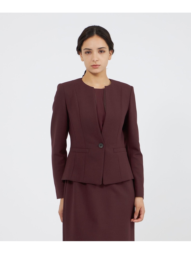 【SALE／30%OFF】24 TWENTY FOUR Noble ノーカラージャケット EPOCA エポカ ジャケット・アウター ノーカラージャケット ネイビー ワインレッド【RBA_E】【送料無料】[ Fashion]｜EPOCA