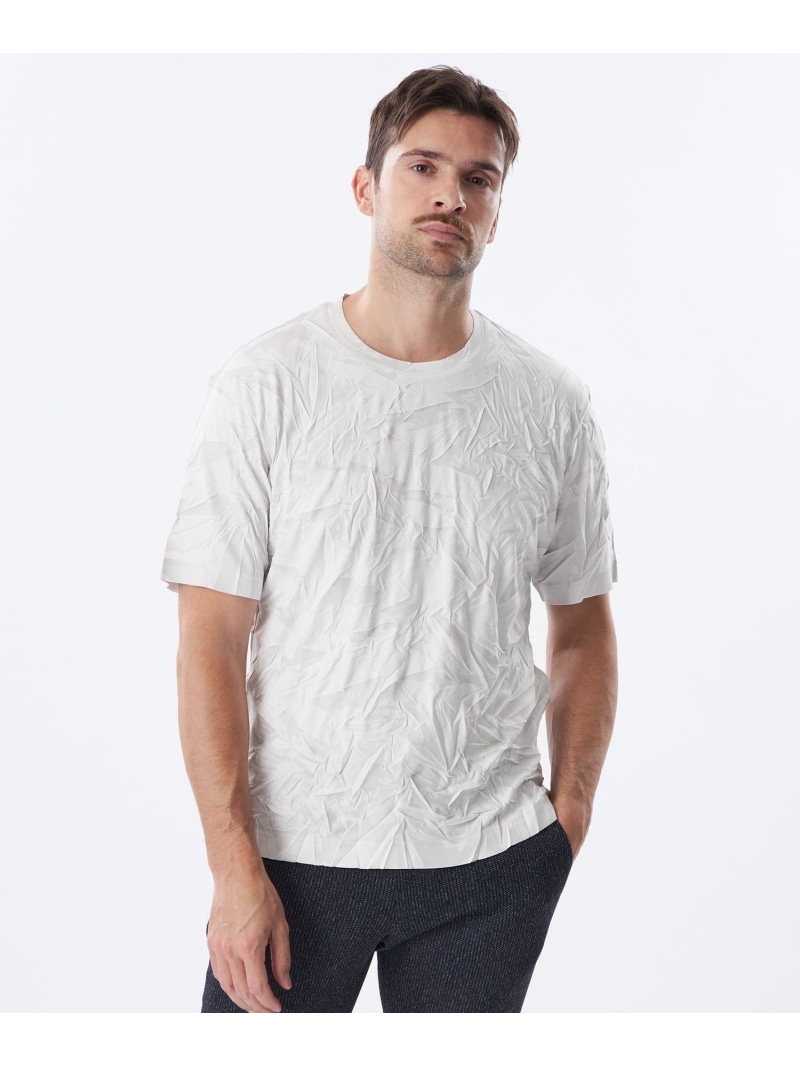 【SALE／25%OFF】*Safari5月号掲載*ガーメントプリーツプリントカットソー EPOCA UOMO エポカ トップス カットソー・Tシャツ グレー ネイビー【RBA_E】【送料無料】[ Fashion]