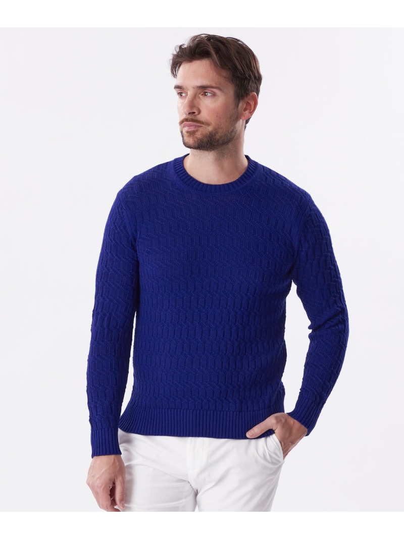 スーピマコットンニット EPOCA UOMO エポカ トップス ニット ブルー グレー ブラック【送料無料】[ Fashion]
