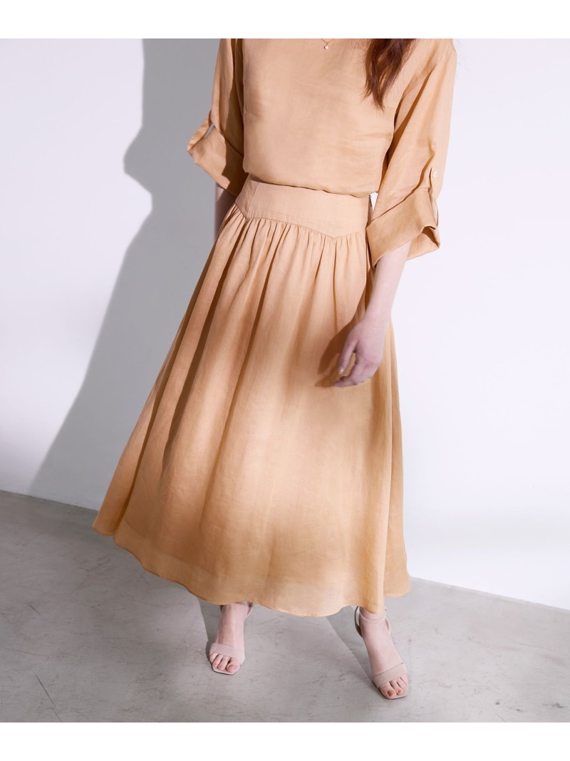 【SALE／20%OFF】【VERY NaVY2025年6月号掲載】麻ツイル ギャザーフレアスカート EPOCA エポカ スカート その他のスカート レッド ベージュ【RBA_E】【送料無料】[ Fashion]