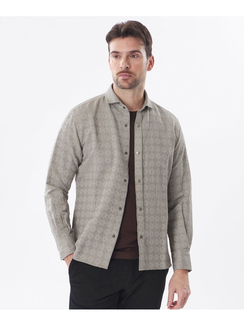 ボタニカルジャカードシャツ EPOCA UOMO エポカ トップス シャツ・ブラウス グリーン ブラック【送料無料】[ Fashion]